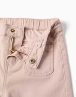 Pantalon en sergé à jambes larges avec poches avant pour bébé fille, rose clair – Image 3