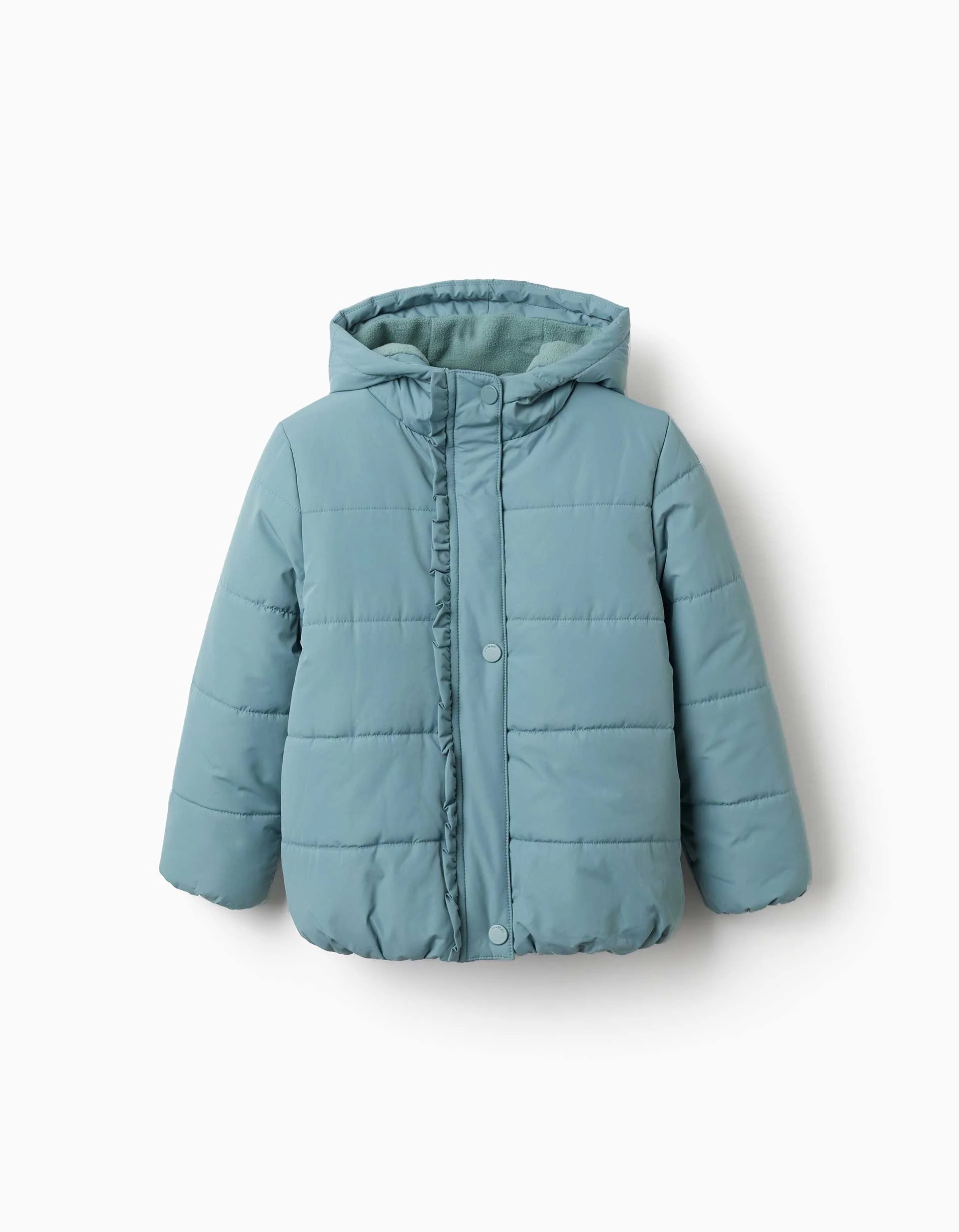 5605300193008_v1 Doudoune à capuche doublée en polaire pour filles, bleu-vert – Image 1