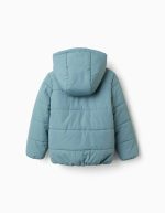 Doudoune à capuche doublée en polaire pour filles, bleu-vert – Image 2